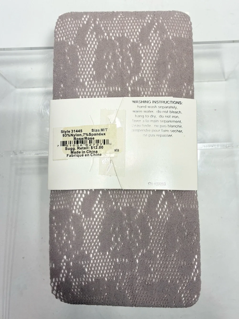 Y2K Jessica Simpson Rose Lace Pattern Fashion Tights Gray Size M/T
